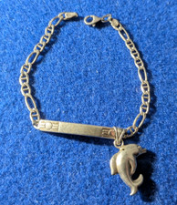 Braccialetto vintage argento 925 anni 70-80 con targhetta e delfino 10g circa
