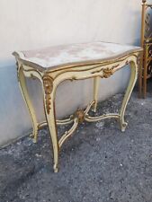 TAVOLINO LACCATO VENEZIANO DECORI DORATI IN RILIEVO - PIANO MARMO - 1940 EMILIA