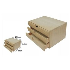 PORTA OGGETTI MINI CASSETTIERA 3 CASSETTI LEGNO NATURALE DECOUPAGE 53383A
