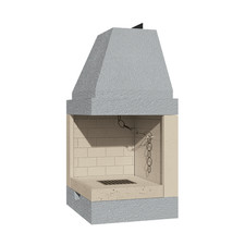 Camino a Legna Prefabbricato Refrattario Focolare Aperto DS55REF Reversibile 