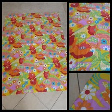 Vintage Scampolo Tessuto Fiori Anni 60 70 Colori 200x150 cm circa