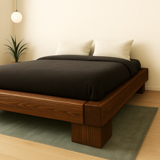 Letto Giapponese Zen Letto in Legno Minimalista Legno di Pino Naturale Noce