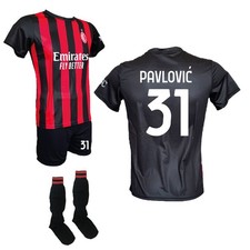 Kit Maglia Pavlovic 31 Milan Pantaloncino Nero e Calzettoni 2025-2026 ufficiale