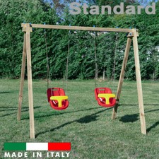 Altalena in legno 2 sedili a gabbia Standard Parco Giochi giardino esterno