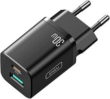 caricatore carica batterie rapido 30w per iphone android usb-c da muro compatto