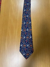 Cravatta collo Salvatore Ferragamo nuova mai usata Navy Horse People 100% set...