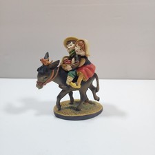 Vintage Anri Toriart di Juan Ferrandiz ragazzo e ragazza su asino "Hold on"