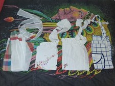 Lotto 4 Mezzi Grembiuli Grembiulini Cucina Vintage Cotone Organza ideali Cosplay