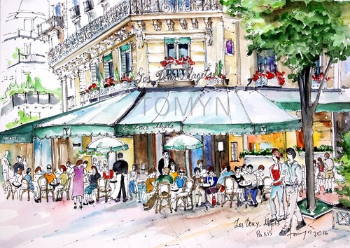Paris cafe art stampa - ,