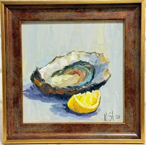 Ostriche limone dipinto - limone, olio