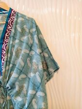 Crepe Seta Kaftano Bianco Sporco Vestaglia Abito Lungo Donna Maxi Tunica KFN2543