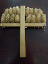 Pettine lana scopa naturale croce cardo vero legno altezza 10" arredo casale fienile