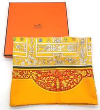 Sciarpa di seta multicolore gialla originale Hermes Carré 90 Joyaux de l'ete con scatola i100882