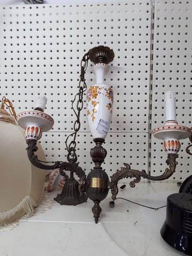 Lampadario ottone ceramica - lampadario, e