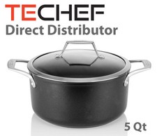 TECHEF - Collezione Onyx, Zuppiera 5 quarti con coperchio in vetro - Teflon Platino