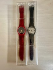 SOLO OGGI 55Eu 2 Orologi Swatch Vintage anni 80 (GK325 rosso 1987 nero) funz+box