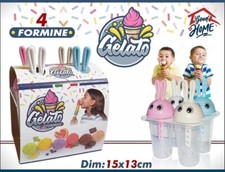 Set 4 Pezzi Formine Forme Stampi Ghiaccioli Gelato Freezer Coniglio dfh
