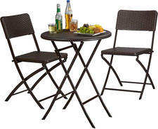 Set Mobili Da Giardino BASTIAN, Tavolo E Sedie Campeggio, Pieghevoli, Rattan, Hx