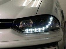 FARI LED LENTICOLARI ALFA ROMEO 156 DEVIL EYES LED DAYLINE DIURNI CROMO / NERI