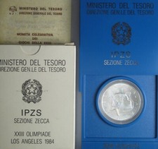 *TRIU*REPUBBLICA ITALIANA 500 LIRE 1984 LOS ANGELES argento FDC conf. Zecca