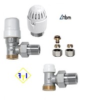 KIT VALVOLA + DETENTORE+ TESTA TERMOSTATICA " RBM " 1/2 + ADATT.RAME/MULTISTRATO