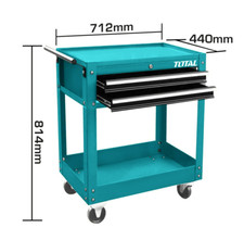 CARRELLO 2 RIPIANI PIANI CASSETTI OFFICINA PORTA ATTREZZI UTENSILI RUOTE 201
