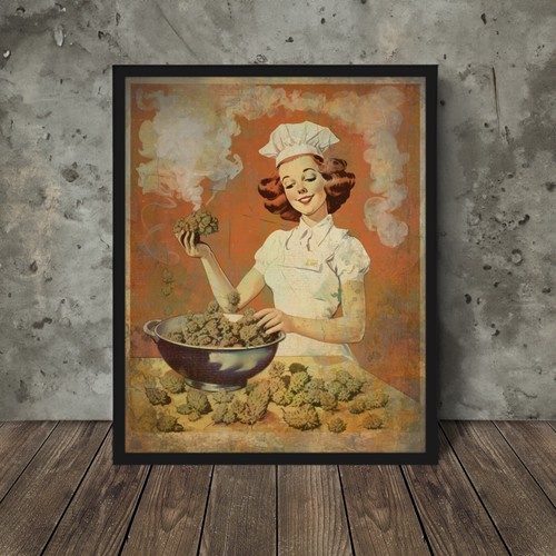 Retro cannabis chef wall art - retro,
