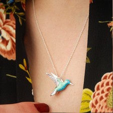 Collier pendentif Colibri Bleu