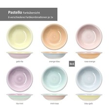 Pastello set 6 piatti zuppiera 450ml gres colorato piatto profondo colori pastello