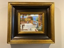 COSTA AMALFITANA, ORIGINALE SU TELA, FIRMATO, INCORNICIATO