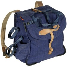 Vero Vintage Zaino Dell'Esercito Borsa In Pelle E Tela Blu