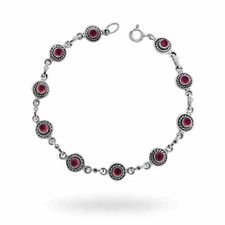 Bracciale Etnico Thailandese con Pietre Granato in Argento 925