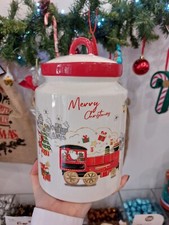 CONTENITORE CERAMICA CON TAPPO BISCOTTIERA NATALE REGALO 25x12cm