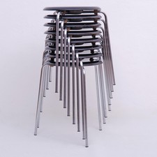 1 - 8 sgabelli 3170 "Dot" nero cromato Arne Jacobsen per Fritz Hansen del 1967 6.Z