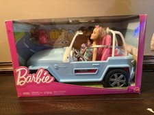Mattel Barbie Blue Jeep with 2