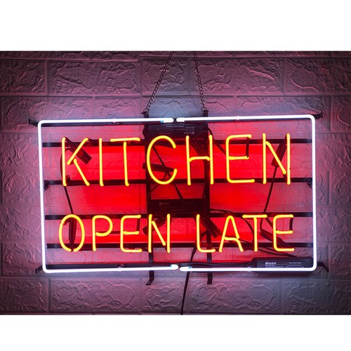 Kitchen open late neon - late, sign