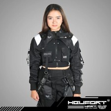 Giacca crop nera unisex felpa con cappuccio techwear full zip BOMB FURY B_TYPE/HF Holygrail