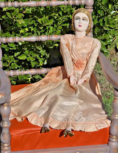 Antica rara bambola boudoir