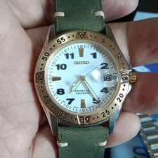 Seiko SLL076P1 Calendario Perpetuo Quadrante Bianco Lunetta Dorata WR 50m...