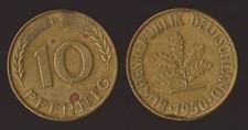 GERMANIA GERMANY 10 PFENNIG 1950 D