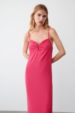 Abito midi bustier rosa caldo