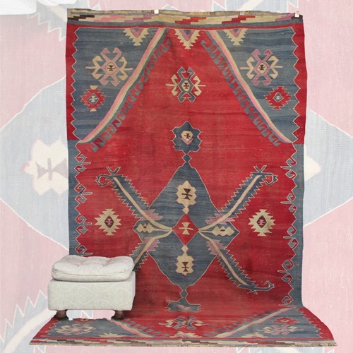 Kilim rosso antico curato - -, 6