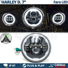 FARO LED 7'' Per Moto HARLEY DAVIDSON Luce Bianca 6500K Angel Eyes OMOLOGATO 60W