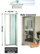 Zanzariera rullo alluminio avvolgimento orizzontale 150x250cm Bianca New