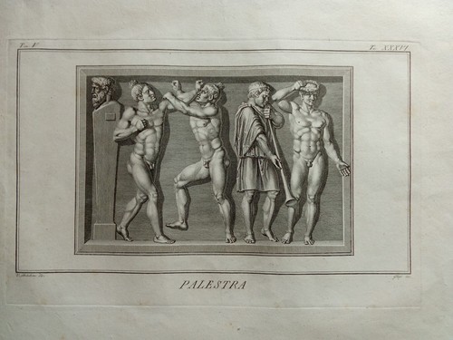 Incisione antica rame - rame, palestra