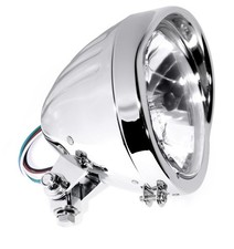 Faro proiettore H4 cromato 5-3/4 custom scanalato vetro trasparente stile indiano per Harley