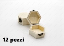 x Set 12 Scatoline In Legno Decoupage Portagioie Scatola Cofanetto Esagonali bal