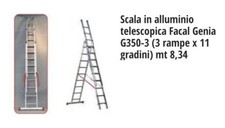 scala telescopica alluminio a 3 rampe pe 12 gradini ciascuno
