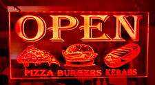 insegna led kebab pizza hamburger da asporto illumina aperta neon vetrina negozio ristorante
