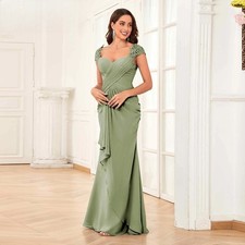 Abito sirena mamma della sposa sposo per donna chiffon increspato stringato serata